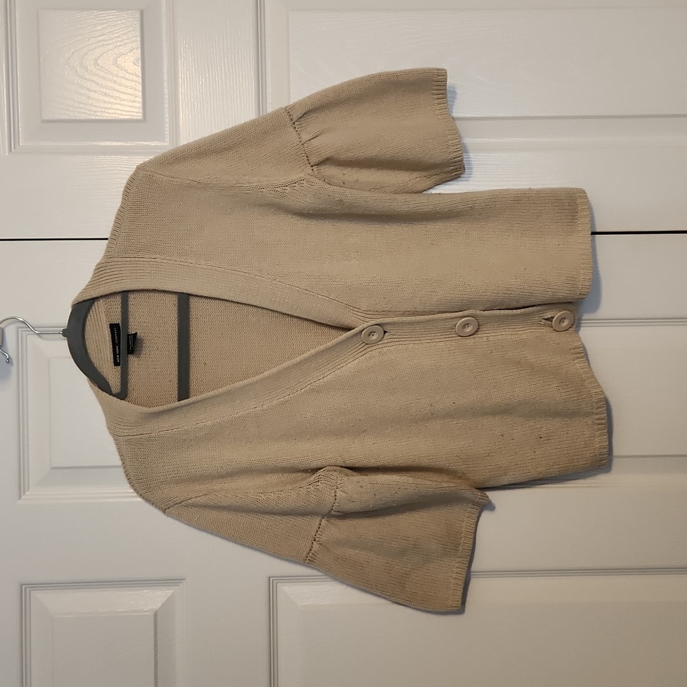 Cropped tan cardigan
